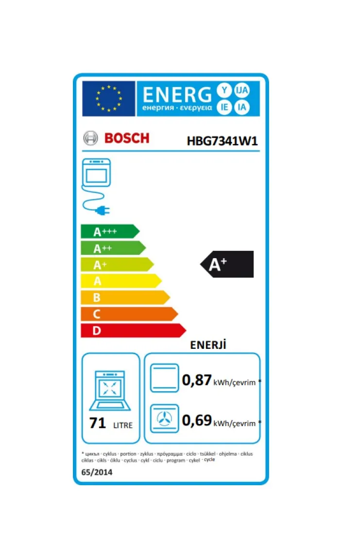 Bosch HBG7341W1 Serie 8 Einbau-Backofen – 71 Liter, 14 Heizarten, Weiß