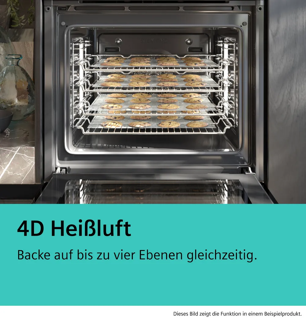 Siemens iQ700, Einbau-Backofen mit Dampfunterstützung, 60 x 60 cm, Schwarz, Edelstahl HR776G1B1