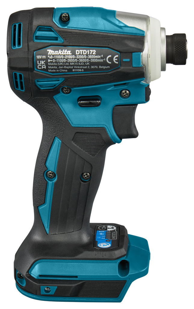 Makita DTD172RTJ cordless impact driver set in case with charger and 2x 5.0 Ah battery