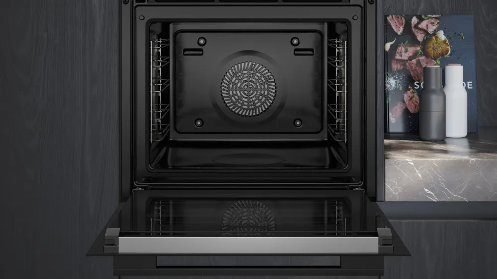 Siemens iQ700, Einbau-Backofen mit Dampfunterstützung, 60 x 60 cm, Schwarz, Edelstahl HR776G1B1