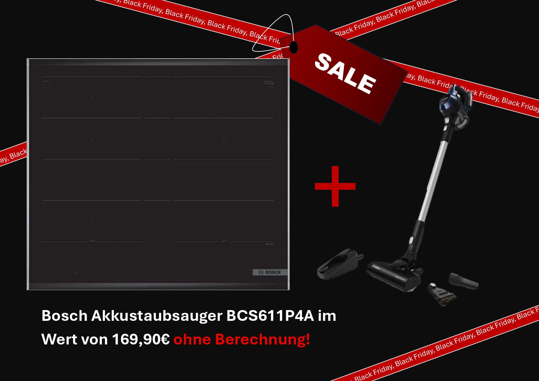 Bosch PXY875DC1E Serie 8 Induktionskochfeld & Bosch Akkustaubsauger BCS611P4A