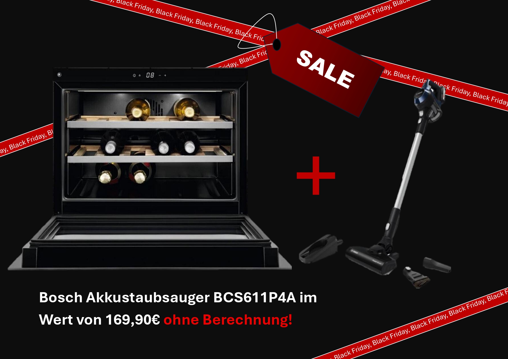 AEG KWK884520T Kompakter Weinkühlschrank & Bosch Akkustaubsauger BCS611P4A