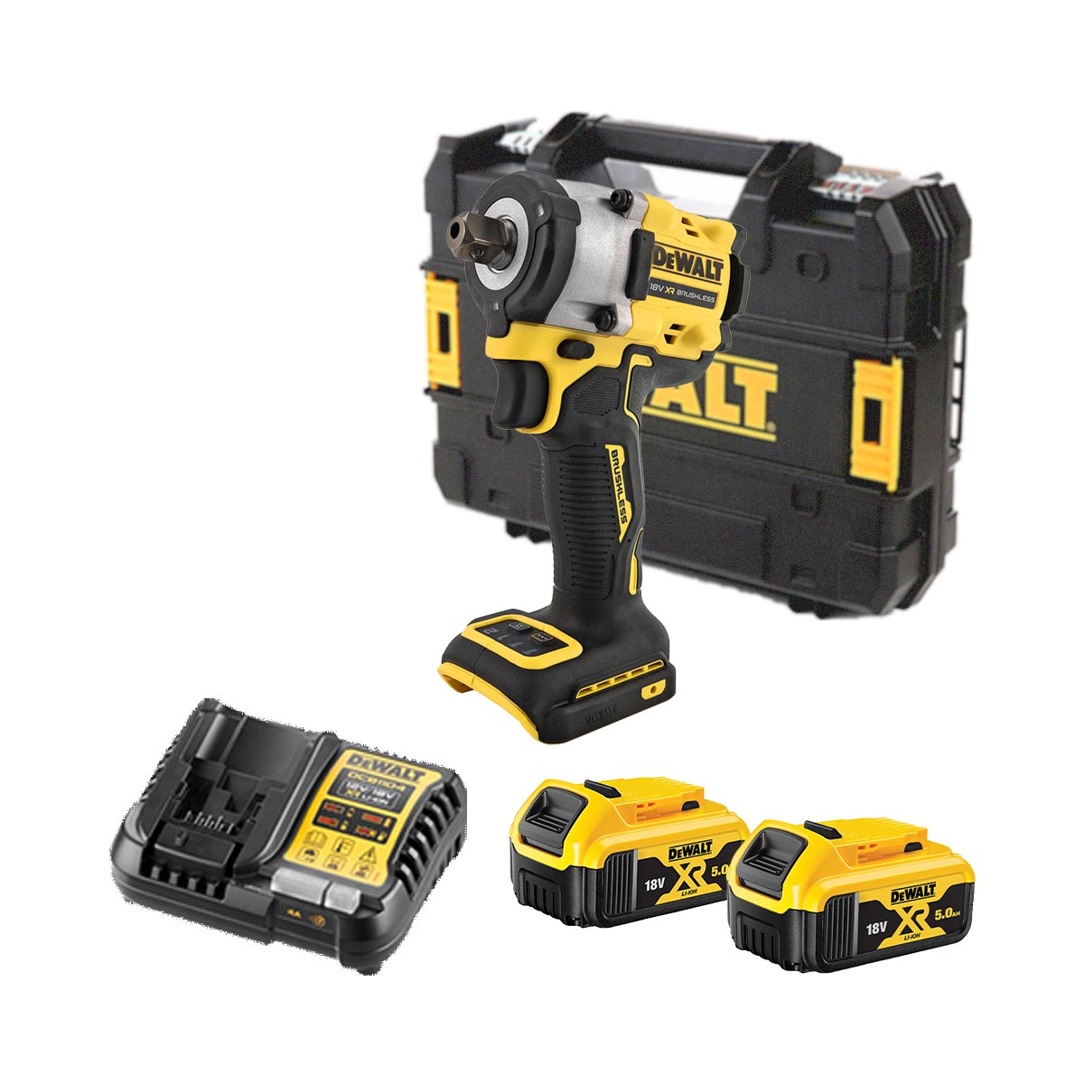 DeWalt DCF922P2T-QW 18V Akku-Schlagschrauber 1/2″ mit 2x 5Ah Akkus, Ladegerät und Koffer