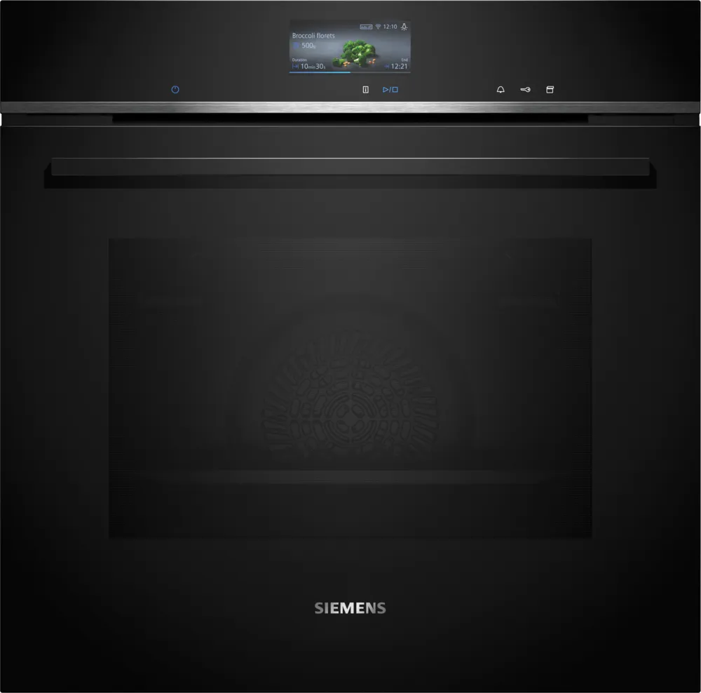 Siemens iQ700, Einbau-Backofen mit Dampfunterstützung, 60 x 60 cm, Schwarz, Edelstahl HR776G1B1