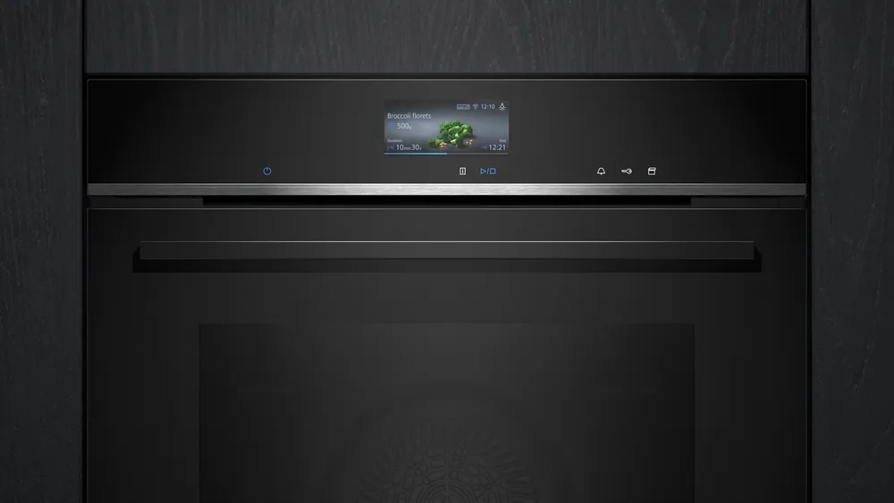 Siemens iQ700, Einbau-Backofen mit Dampfunterstützung, 60 x 60 cm, Schwarz, Edelstahl HR776G1B1