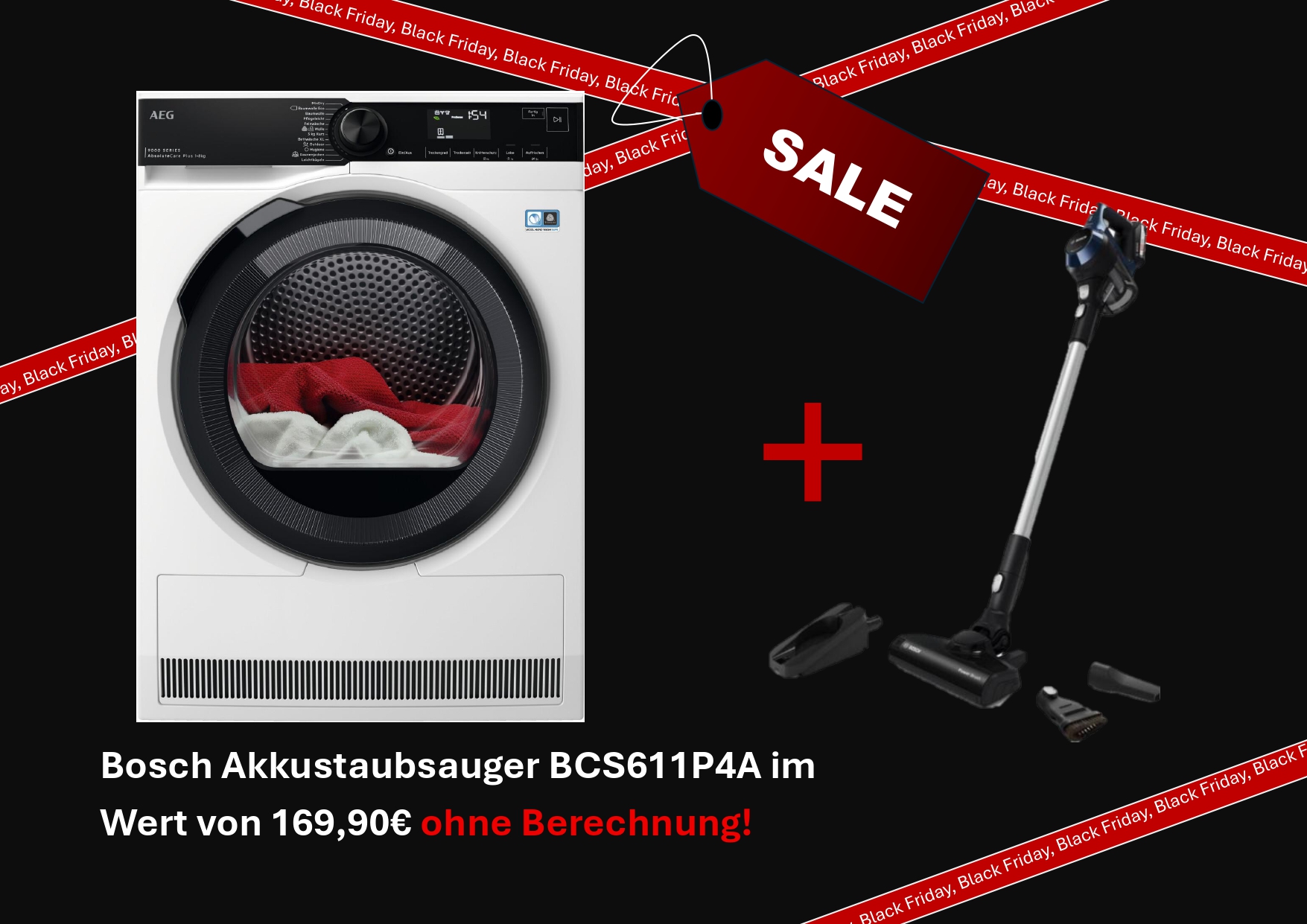 AEG Wärmepumpentrockner TR9T75680 & Bosch Akkustaubsauger BCS611P4A