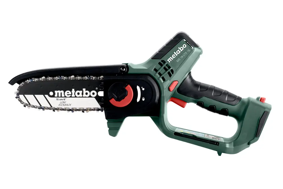 Metabo MS 18 LTX 15 Akku-Gehölzsäge 18 V – 15 cm – 2,0 Ah Akku, Ladegerät & Werkzeugtasche (600856500)