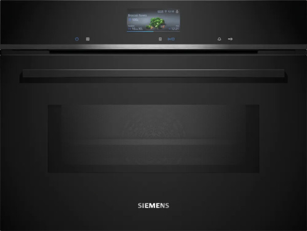 Siemens iQ700 Einbau-Kompaktbackofen mit Mikrowellenfunktion 60 x 45 cm Schwarz, Edelstahl CM776GKB1